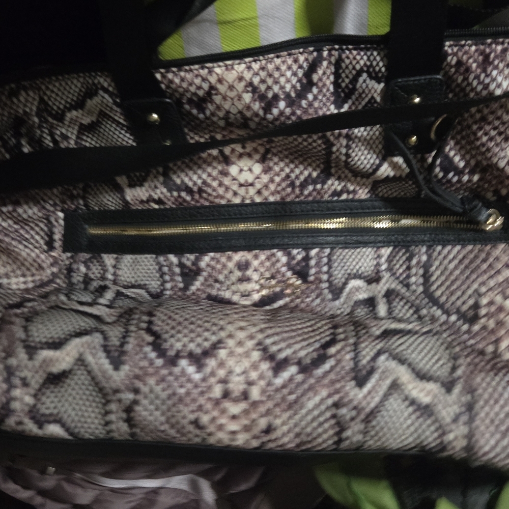 Jessica Simpson Snake Print Travel Bag - Black and Brown